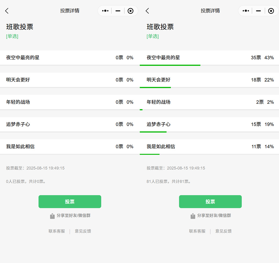 微信免费群投票工具，一键发起微信图文投票